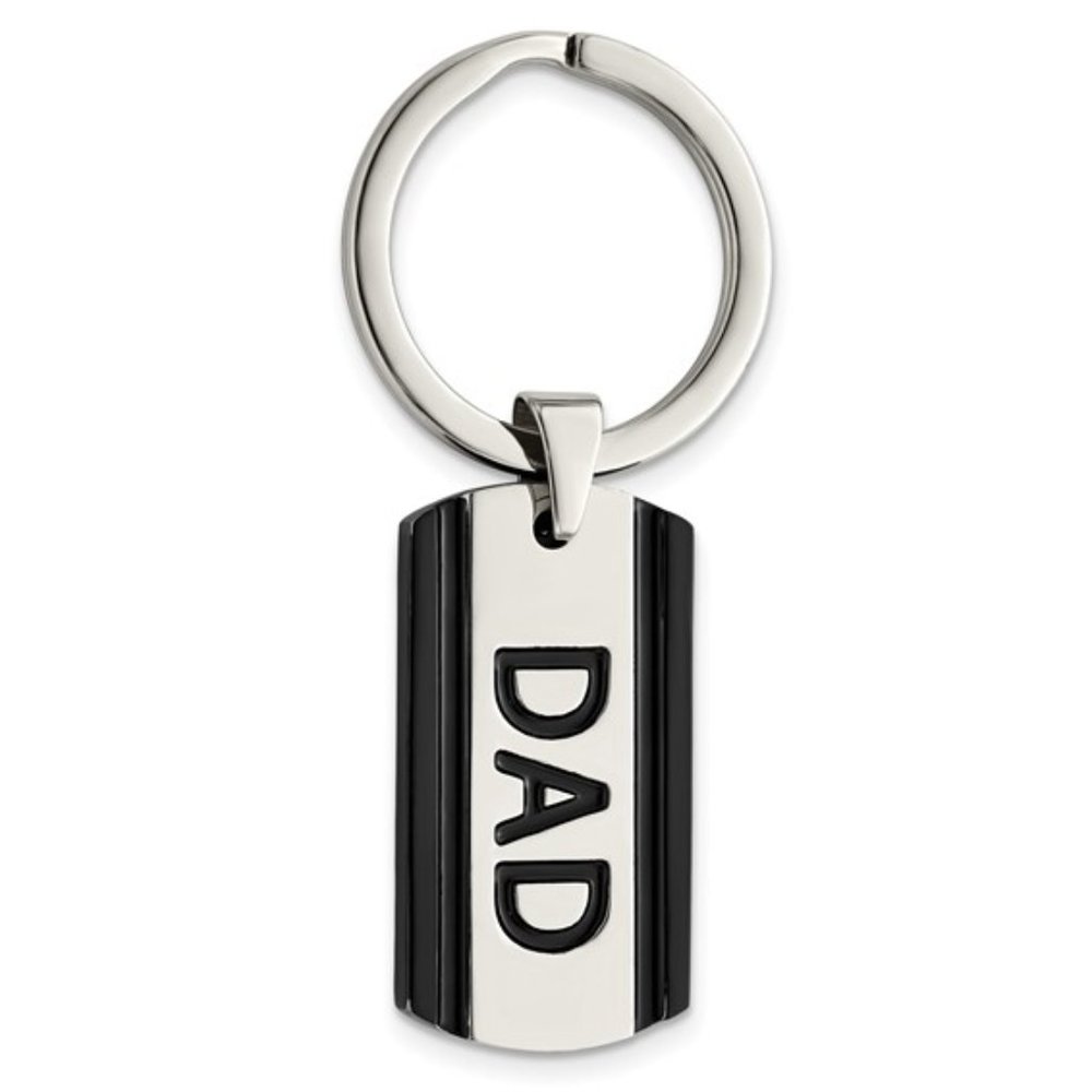 Stainless Steel Black IP-Plated Dad Key Ring Chain Fathers Day gift idea custom
